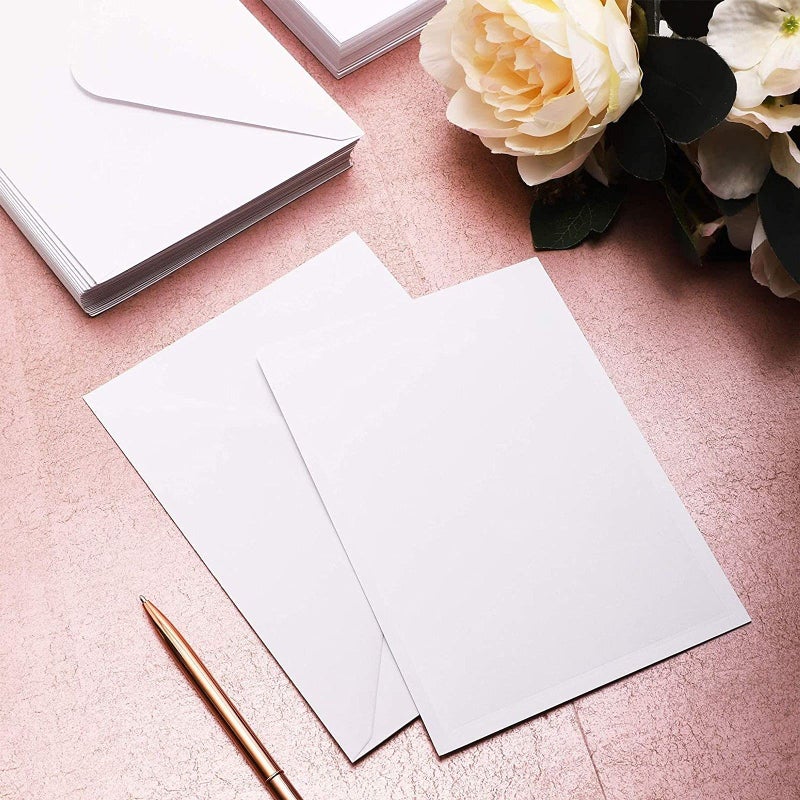 Paper Junkie 100 Pack Blank Invitation Cards with Envelopes, Cardstock Paper for Weddings, Birthday Party, Baby Shower, DIY (13 x 18 cm) - Image 3